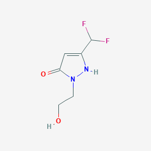 molecular formula C6H8F2N2O2 B2627766 5-(difluoromethyl)-2-(2-hydroxyethyl)-2,3-dihydro-1H-pyrazol-3-one CAS No. 1565546-86-2