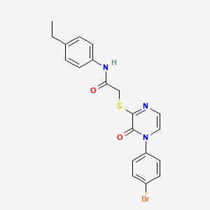 molecular formula C20H18BrN3O2S B2627767 2-((4-(4-bromophenyl)-3-oxo-3,4-dihydropyrazin-2-yl)thio)-N-(4-ethylphenyl)acetamide CAS No. 899945-47-2