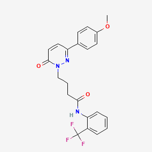 molecular formula C22H20F3N3O3 B2627772 4-(3-(4-甲氧基苯基)-6-氧代哒嗪-1(6H)-基)-N-(2-(三氟甲基)苯基)丁酰胺 CAS No. 953145-20-5