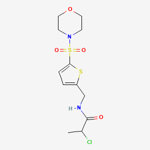 molecular formula C12H17ClN2O4S2 B2627782 2-Chloro-N-[(5-morpholin-4-ylsulfonylthiophen-2-yl)methyl]propanamide CAS No. 2411319-33-8