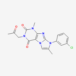 molecular formula C18H16ClN5O3 B2627791 8-(3-chlorophenyl)-1,7-dimethyl-3-(2-oxopropyl)-1H-imidazo[2,1-f]purine-2,4(3H,8H)-dione CAS No. 876670-07-4