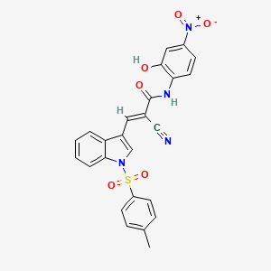 molecular formula C25H18N4O6S B2627795 (E)-2-氰基-N-(2-羟基-4-硝基苯基)-3-[1-(4-甲基苯基)磺酰基吲哚-3-基]丙-2-烯酰胺 CAS No. 522656-00-4