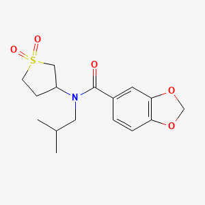 molecular formula C16H21NO5S B2627797 N-(1,1-二氧代-1lambda6-硫环丙烷-3-基)-N-(2-甲基丙基)-2H-1,3-苯并二氧杂环-5-甲酰胺 CAS No. 874788-40-6