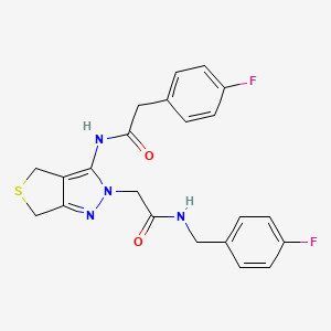 molecular formula C22H20F2N4O2S B2627799 N-(4-fluorobenzyl)-2-(3-(2-(4-fluorophenyl)acetamido)-4,6-dihydro-2H-thieno[3,4-c]pyrazol-2-yl)acetamide CAS No. 1105219-21-3