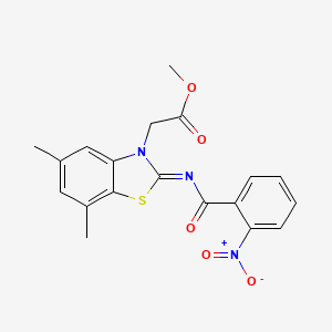 molecular formula C19H17N3O5S B2627813 2-[5,7-二甲基-2-(2-硝基苯甲酰)亚氨基-1,3-苯并噻唑-3-基]乙酸甲酯 CAS No. 1321737-27-2