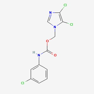 molecular formula C11H8Cl3N3O2 B2627821 (4,5-dichloroimidazol-1-yl)methyl N-(3-chlorophenyl)carbamate CAS No. 650592-38-4