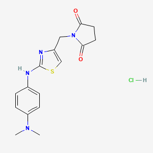 molecular formula C16H19ClN4O2S B2627826 1-((2-((4-(Dimethylamino)phenyl)amino)thiazol-4-yl)methyl)pyrrolidine-2,5-dione hydrochloride CAS No. 2034274-28-5