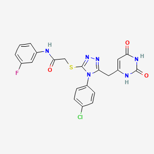 molecular formula C21H16ClFN6O3S B2627835 2-[[4-(4-chlorophenyl)-5-[(2,4-dioxo-1H-pyrimidin-6-yl)methyl]-1,2,4-triazol-3-yl]sulfanyl]-N-(3-fluorophenyl)acetamide CAS No. 852154-81-5