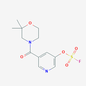 molecular formula C12H15FN2O5S B2627839 4-(5-Fluorosulfonyloxypyridine-3-carbonyl)-2,2-dimethylmorpholine CAS No. 2418693-05-5