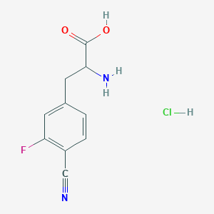 molecular formula C10H10ClFN2O2 B2627840 2-Amino-3-(4-cyano-3-fluorophenyl)propanoic acid;hydrochloride CAS No. 2503203-35-6