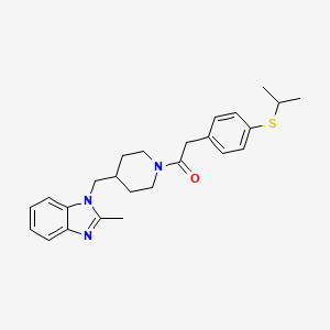 molecular formula C25H31N3OS B2627842 2-(4-(isopropylthio)phenyl)-1-(4-((2-methyl-1H-benzo[d]imidazol-1-yl)methyl)piperidin-1-yl)ethanone CAS No. 1209564-91-9