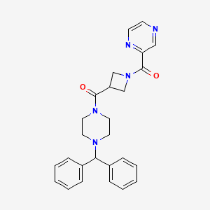 molecular formula C26H27N5O2 B2627847 (4-Benzhydrylpiperazin-1-yl)(1-(pyrazine-2-carbonyl)azetidin-3-yl)methanone CAS No. 1396802-47-3