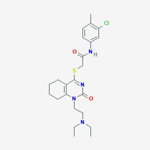 molecular formula C23H31ClN4O2S B2627856 N-(3-氯-4-甲基苯基)-2-((1-(2-(二乙氨基)乙基)-2-氧代-1,2,5,6,7,8-六氢喹唑啉-4-基)硫代)乙酰胺 CAS No. 898461-27-3