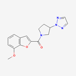 molecular formula C16H16N4O3 B2627859 (3-(2H-1,2,3-triazol-2-yl)pyrrolidin-1-yl)(7-methoxybenzofuran-2-yl)methanone CAS No. 2034408-90-5