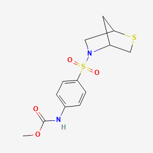 molecular formula C13H16N2O4S2 B2627860 甲基（4-(2-噻-5-氮杂双环[2.2.1]庚烷-5-亚磺酰基)苯基)氨基甲酸酯 CAS No. 2034456-16-9