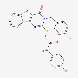 N-(4-chlorophenyl)-2-[[3-[(4-methylphenyl)methyl]-4-oxo-[1]benzofuro[3,2-d]pyrimidin-2-yl]sulfanyl]acetamide