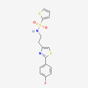 molecular formula C15H13FN2O2S3 B2627907 N-[2-[2-(4-氟苯基)-1,3-噻唑-4-基]乙基]噻吩-2-磺酰胺 CAS No. 896608-10-9