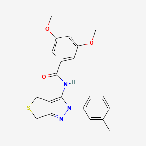 molecular formula C21H21N3O3S B2627914 3,5-dimethoxy-N-[2-(3-methylphenyl)-4,6-dihydrothieno[3,4-c]pyrazol-3-yl]benzamide CAS No. 361477-62-5