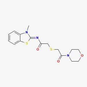 N-(3-methyl-1,3-benzothiazol-2-ylidene)-2-(2-morpholin-4-yl-2-oxoethyl)sulfanylacetamide