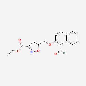 molecular formula C18H17NO5 B2627967 Ethyl 5-{[(1-formyl-2-naphthyl)oxy]methyl}-4,5-dihydro-3-isoxazolecarboxylate CAS No. 321432-25-1