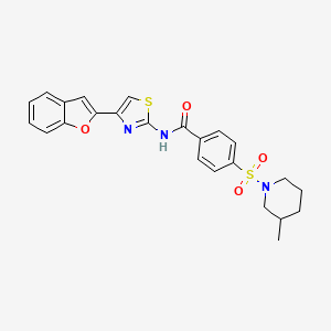 molecular formula C24H23N3O4S2 B2627969 N-(4-(benzofuran-2-yl)thiazol-2-yl)-4-((3-methylpiperidin-1-yl)sulfonyl)benzamide CAS No. 922456-08-4