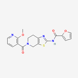 molecular formula C18H16N4O4S B2627989 N-(5-(2-methoxynicotinoyl)-4,5,6,7-tetrahydrothiazolo[5,4-c]pyridin-2-yl)furan-2-carboxamide CAS No. 1795298-76-8
