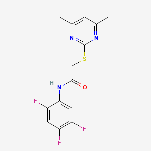 molecular formula C14H12F3N3OS B2627990 2-[(4,6-dimethylpyrimidin-2-yl)sulfanyl]-N-(2,4,5-trifluorophenyl)acetamide CAS No. 303091-38-5