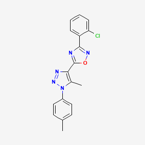 molecular formula C18H14ClN5O B2628001 3-(2-Chlorophenyl)-5-[5-methyl-1-(4-methylphenyl)triazol-4-yl]-1,2,4-oxadiazole CAS No. 942034-12-0
