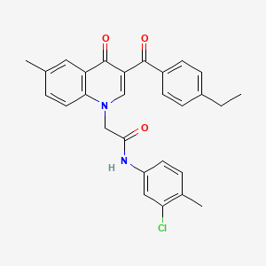molecular formula C28H25ClN2O3 B2628002 N-(3-chloro-4-methylphenyl)-2-(3-(4-ethylbenzoyl)-6-methyl-4-oxoquinolin-1(4H)-yl)acetamide CAS No. 895645-23-5