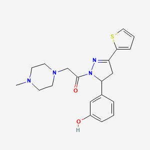 molecular formula C20H24N4O2S B2628004 1-(5-(3-hydroxyphenyl)-3-(thiophen-2-yl)-4,5-dihydro-1H-pyrazol-1-yl)-2-(4-methylpiperazin-1-yl)ethanone CAS No. 899724-50-6