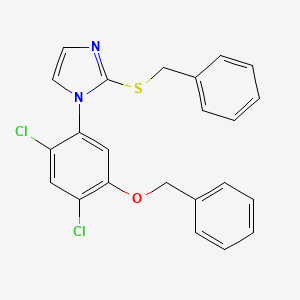 molecular formula C23H18Cl2N2OS B2628007 1-[5-(benzyloxy)-2,4-dichlorophenyl]-2-(benzylsulfanyl)-1H-imidazole CAS No. 338967-15-0
