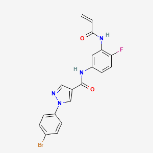 molecular formula C19H14BrFN4O2 B2628016 1-(4-bromophenyl)-N-[4-fluoro-3-(prop-2-enoylamino)phenyl]pyrazole-4-carboxamide CAS No. 2198518-05-5