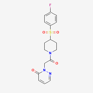 molecular formula C17H18FN3O4S B2628022 2-(2-(4-((4-氟苯基)磺酰基)哌啶-1-基)-2-氧代乙基)吡哒嗪-3(2H)-酮 CAS No. 1448056-80-1