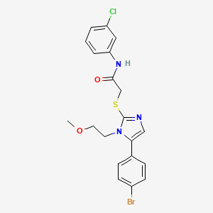 molecular formula C20H19BrClN3O2S B2628024 2-((5-(4-bromophenyl)-1-(2-methoxyethyl)-1H-imidazol-2-yl)thio)-N-(3-chlorophenyl)acetamide CAS No. 1207002-49-0
