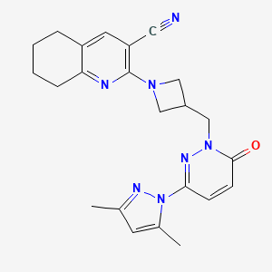 molecular formula C23H25N7O B2628038 2-(3-{[3-(3,5-dimethyl-1H-pyrazol-1-yl)-6-oxo-1,6-dihydropyridazin-1-yl]methyl}azetidin-1-yl)-5,6,7,8-tetrahydroquinoline-3-carbonitrile CAS No. 2195879-02-6