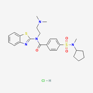 molecular formula C24H31ClN4O3S2 B2628061 盐酸N-(苯并[d]噻唑-2-基)-4-(N-环戊基-N-甲基磺酰胺基)-N-(2-(二甲氨基)乙基)苯甲酰胺 CAS No. 1216435-38-9