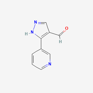 molecular formula C9H7N3O B2628074 3-吡啶-3-基-1H-吡唑-4-甲醛 CAS No. 1006482-43-4