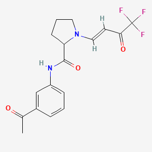 molecular formula C17H17F3N2O3 B2628076 (E)-N-(3-acetylphenyl)-1-(4,4,4-trifluoro-3-oxobut-1-en-1-yl)pyrrolidine-2-carboxamide CAS No. 1009793-81-0