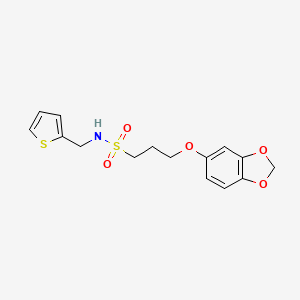 molecular formula C15H17NO5S2 B2628081 3-(苯并[d][1,3]二氧杂环-5-氧基)-N-(噻吩-2-基甲基)丙烷-1-磺酰胺 CAS No. 946213-77-0