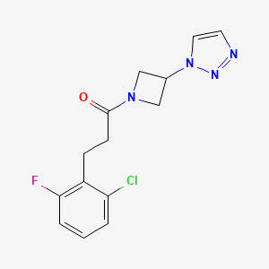 molecular formula C14H14ClFN4O B2628086 1-(3-(1H-1,2,3-三唑-1-基)氮杂环丁-1-基)-3-(2-氯-6-氟苯基)丙-1-酮 CAS No. 2034288-65-6