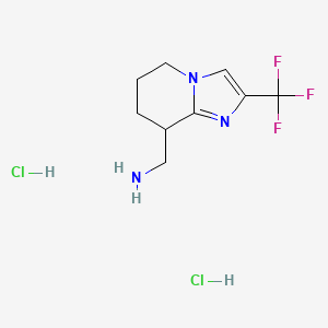 molecular formula C9H14Cl2F3N3 B2628103 [2-(三氟甲基)-5,6,7,8-四氢咪唑并[1,2-a]吡啶-8-基]甲胺；二盐酸盐 CAS No. 2490398-49-5