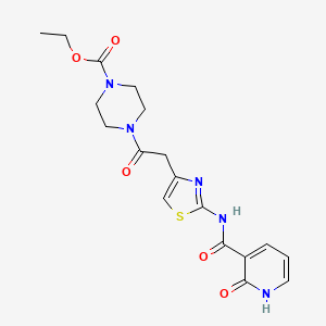molecular formula C18H21N5O5S B2628105 4-(2-(2-(2-氧代-1,2-二氢吡啶-3-甲酰胺)噻唑-4-基)乙酰基)哌嗪-1-甲酸乙酯 CAS No. 946257-96-1