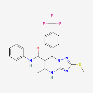 molecular formula C21H18F3N5OS B2628111 5-甲基-2-(甲硫基)-N-苯基-7-(4-(三氟甲基)苯基)-4,7-二氢-[1,2,4]三唑并[1,5-a]嘧啶-6-甲酰胺 CAS No. 909575-06-0