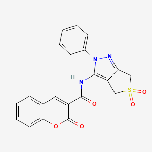 molecular formula C21H15N3O5S B2628125 N-(5,5-二氧代-2-苯基-4,6-二氢噻吩[3,4-c]吡唑-3-基)-2-氧杂色烯-3-甲酰胺 CAS No. 681266-32-0