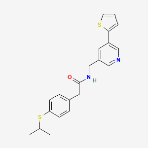 molecular formula C21H22N2OS2 B2628130 2-(4-(异丙硫基)苯基)-N-((5-(噻吩-2-基)吡啶-3-基)甲基)乙酰胺 CAS No. 2034251-67-5