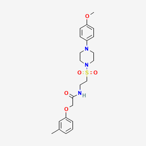 molecular formula C22H29N3O5S B2628140 N-(2-((4-(4-methoxyphenyl)piperazin-1-yl)sulfonyl)ethyl)-2-(m-tolyloxy)acetamide CAS No. 897610-78-5