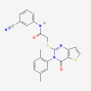 molecular formula C23H18N4O2S2 B2628141 N-(3-cyanophenyl)-2-{[3-(2,5-dimethylphenyl)-4-oxo-3,4-dihydrothieno[3,2-d]pyrimidin-2-yl]sulfanyl}acetamide CAS No. 1291841-23-0