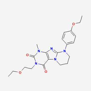 molecular formula C21H27N5O4 B2628150 3-(2-ethoxyethyl)-9-(4-ethoxyphenyl)-1-methyl-7,8-dihydro-6H-purino[7,8-a]pyrimidine-2,4-dione CAS No. 845667-53-0
