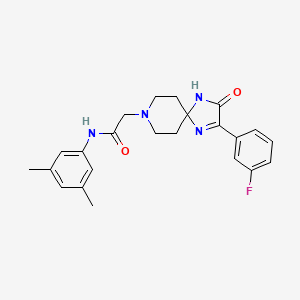 molecular formula C23H25FN4O2 B2628153 N-(3,5-dimethylphenyl)-2-(2-(3-fluorophenyl)-3-oxo-1,4,8-triazaspiro[4.5]dec-1-en-8-yl)acetamide CAS No. 1185000-30-9