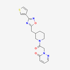 molecular formula C18H19N5O3S B2628157 2-(2-oxo-2-(3-((3-(thiophen-3-yl)-1,2,4-oxadiazol-5-yl)methyl)piperidin-1-yl)ethyl)pyridazin-3(2H)-one CAS No. 1705944-73-5